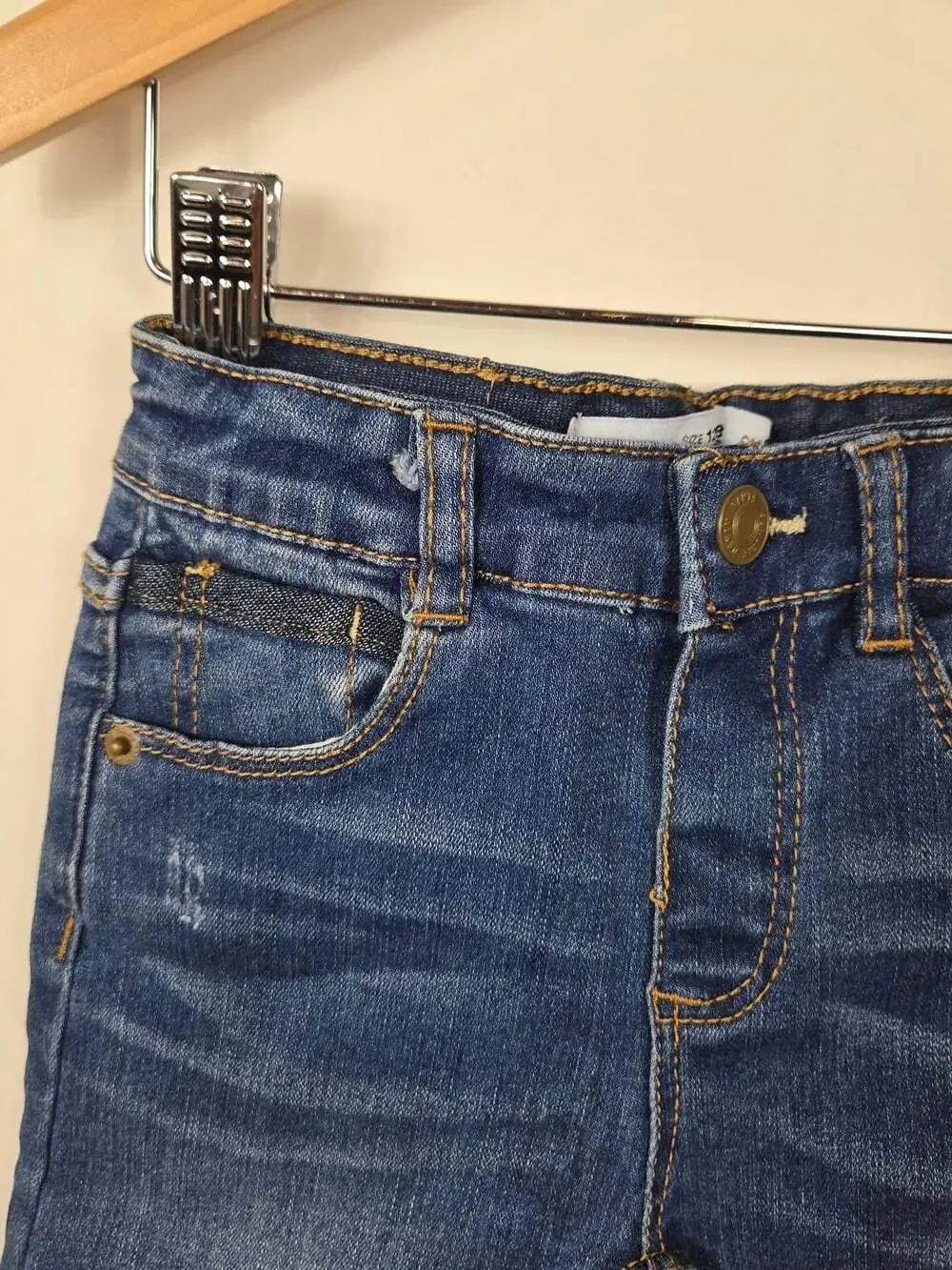 Zara Baby Girls 12-18M Skinny Jeans Blue Denim Stretch Y2K Kids